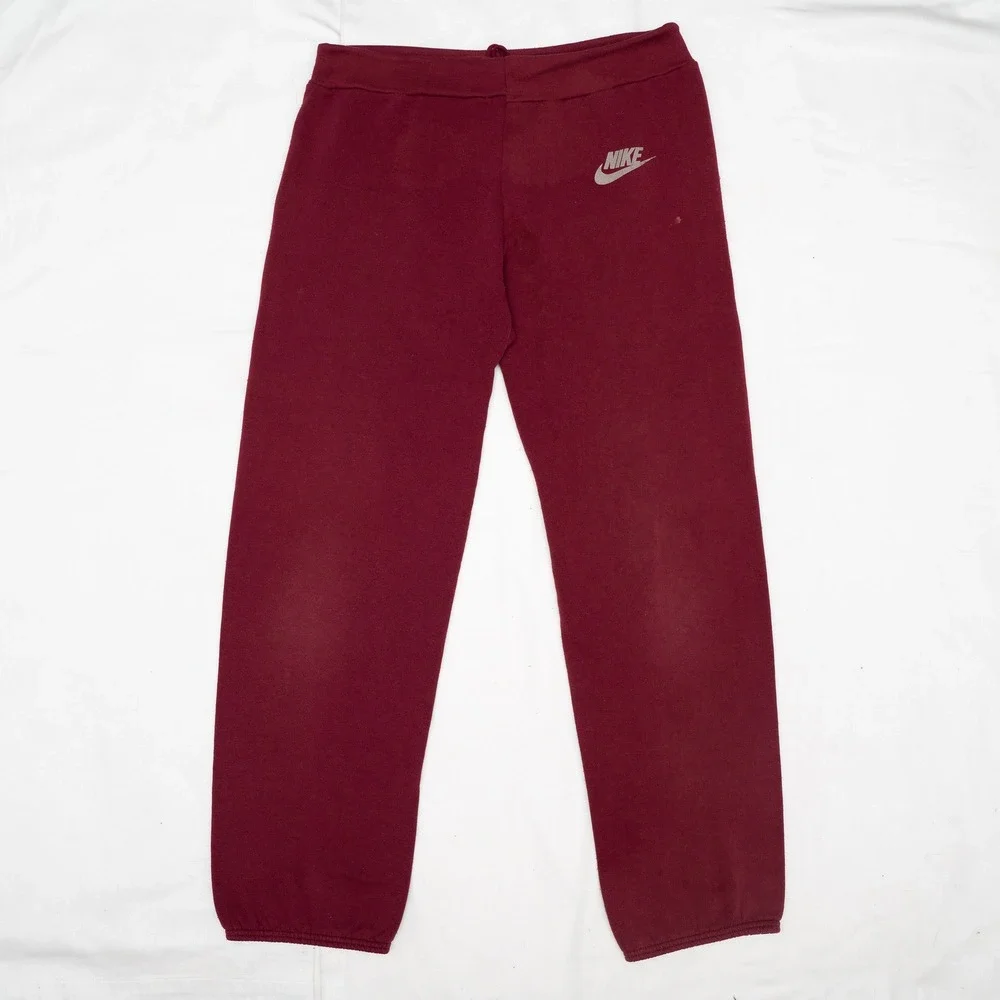 Vintage 70s 80s Nike Jogger Sweatpants‎ Maroon Mens 34x29 Grey Swoosh Logo